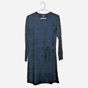 Talbots Black Sparkle Sweater Dress with Tie MP Medium Petite NWT Brand New $129